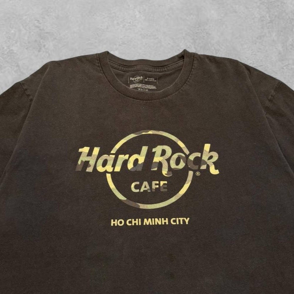 Hard Rock Cafe Ho Chi Minh City Camo Logo T-Shirt Mens XL Vintage Black Y2K